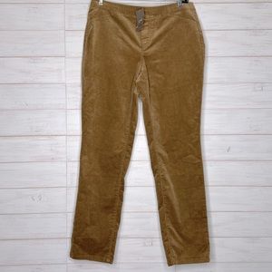 NEW J. Jill Pull On Trousers Camel Micro Corduroy Ankle Stretch Pants